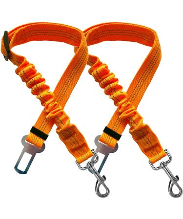 Xundefeng 2 pieces Dog car career seat belt dog leash leash stipper pet pet cat dog bungee flexileine adjustable lead clip safety belt orange orange 2 pieces