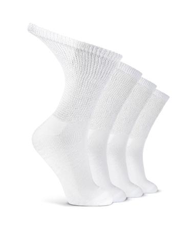 LIN Diabetic Socks for Men & Women Non-Binding Circulatory Extra Wide Top Socks Edema Neuropathy Lymphedema 4 6 12 Pairs Crew/Snow White  4 Pairs  9-11