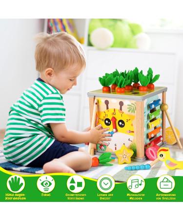 Buy Nauotk 7-in-1 Wooden Activity Cubes - Montessori Motor Skills Toys for Toddlers & Babies Aged 1+ - Buy Online on GoSupps.com