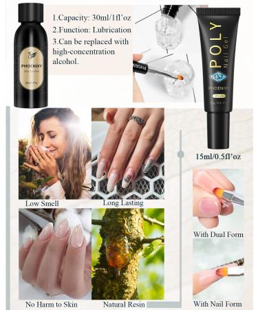 Phoenixy Poly Nail Gel Kit - 10 Colors Poly Extension Starter Set with Top Coats & Manicure Tools - Ideal Gifts for Women - Buy Online on GoSupps.com