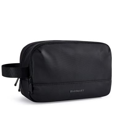 Toiletry Bag for Men BAGSMART Mens Travel Toiletry Bag Water-Resistant Dopp Kit for Travel Lightweight Shaving Bag Fits Full Sized Toiletries Black Simple Style-black -Medium