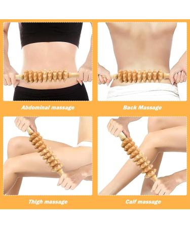 Wood Therapy Massage Tools Kit - 2PC Anti-Cellulite & Lymphatic Drainage 9-Wheel Roller for Body Shaping & Relaxation - Buy Online on GoSupps.com