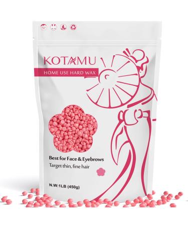 KOTAMU Hard Wax Beads for Hair Removal  1LB Pink Waxing Beads for Eyebrow and Facial