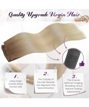 LAAVOO Virgin Real Hair Extensions - Balayage Blonde Tresses for Sewing | 50cm Light Brown to Platinum #8/60 - 25g - Buy Online on GoSupps.com