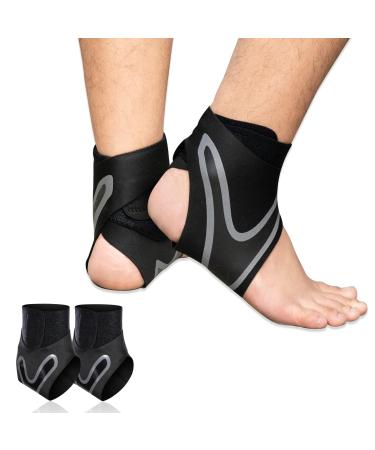 Unisex Ankle Brace Support Compression Sleeve with Adjustable Straps Protection Foot Elastic Bandage Plantar Fasciitis Pain Relief Foot Wrap for Fitness Gym Running Sports (M)
