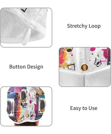 Musical Notes Radio Hair Towel 2 Pack - Super Absorbent Quick Dry Hair Turbans for Women & Girls - Buy Online on GoSupps.com