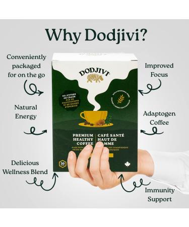 Dodjivi Organic Reishi Mushroom Coffee - Superfood Instant Coffee Powder Mix - Energy Focus Immune Support - (Stick Packs On-The Go Vitality Bold & Full Body) Bold & Full Body 3.4 g (Pack of 30) - Buy Online on GoSupps.com