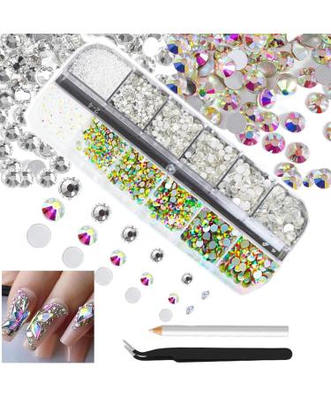 4200stk crystal white & from rhinestones nail gemstones round flatback stones assorted SS6-SS20 to K9 glass crystal & from nail crystals jewels nail art nail charms for diy nails eyes diy 1hrz-crystal/ab - Buy Online on GoSupps.com