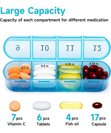 Colorwing Monthly Pill Organizer | 4-Week Travel Medicine Organizer with 32 Compartments | 30-Day Portable Pill Box for Vitamins Fish Oil & Supplements - Buy Online on GoSupps.com