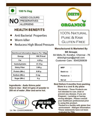 CROW Diets Organics Aadu Thinna Paalai Powder/Worm Killer Powder-250Gms - Buy Online on GoSupps.com
