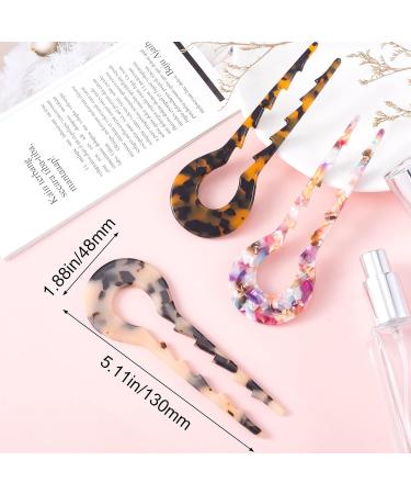 Vintage Cellulose Acetate French Hair Sticks Set - 3 PCS U Shape Hair Clips for Women and Girls with Long Thick Hair (Sawtooth Design) - Buy Online on GoSupps.com