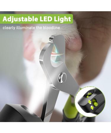 Professional Pet Nail Trimmer with LED Light for Cats, Small Dogs, and Small Animals - Black/Green Stainless Steel Clippers - Buy Online on GoSupps.com