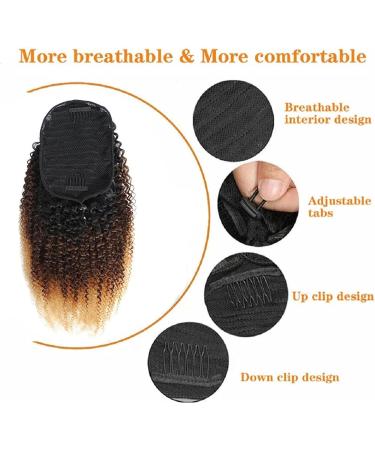 Ponytail Extensions 10-20" Drawstring Ponytail Extensions Kinky Curly Ponytail Hairpiece Ombre Human Hair Ponytail Clip In Afro Curly Remy Hair Pony Tail for Women for Women (Size : 18inches) - Buy Online on GoSupps.com