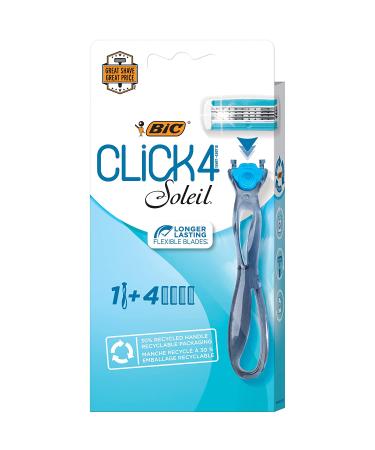 BIC Soleil Bella Click Women's 4-Blade Disposable Razor - 1 Handle & 4 Cartridges - Buy Online on GoSupps.com