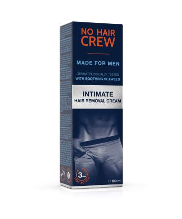 No Hair Crew Intimate/Private At Home Hair Removal Cream for Men - Painless, Flawless, Soothing Depilatory for Unwanted Coarse Male Body Hair, 100ml 3.38 Fl Oz (Pack of 1)