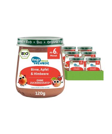 Cheeky friends baby organic glass pear apple & raspberry for babies from 6 months without sugar and additives vegan 6 Pack (6x 120g) - Buy Online on GoSupps.com
