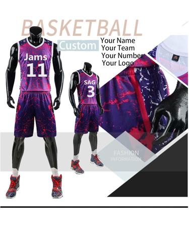 Custom Basketball Jersey Set for Young Men - Personalized Shirt & Shorts Name Number & Team Logo - HDSD Red Basketball Gear - Buy Online on GoSupps.com