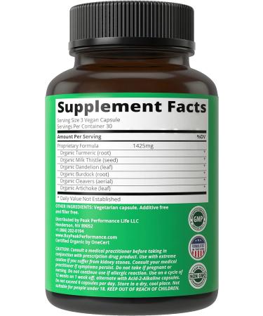 Organic Liver Cleanse Detox Supplement with Milk Thistle & Artichoke - Vegan 6-in-1 Herbal Complex for Men and Women - Buy Online on GoSupps.com