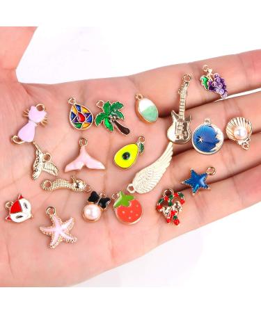 SANNIX 350Pcs Wholesale Bulk Jewelry Making Charms | Gold Plated Enamel Pendants for DIY Necklace, Bracelet, Earring Craft Supplies - Multicolored Assorted Charms - Buy Online on GoSupps.com