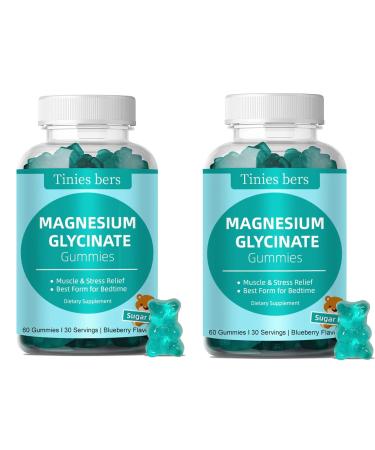 Magnesium Glycinate Gummies 500mg Sugar Free for Adults & Kids Best Magnesium Gummies for Sleep Stress & Muscle Relief & Nerve Health No Melatonin Gluten Free Non GMO Vegan Pectin 120 60 Count (Pack of 2)