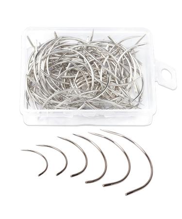 120 Pcs Leather Needles, Curved Sewing Needles, Weaving Needle for Carpet  Leather Canvas Repairing, Blocking Knitting