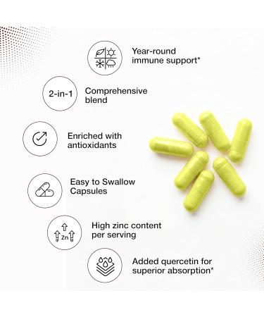 Zinc Quercetin 120 Capsules - Vegetarian Friendly | Immune Support Supplement - Buy Online on GoSupps.com