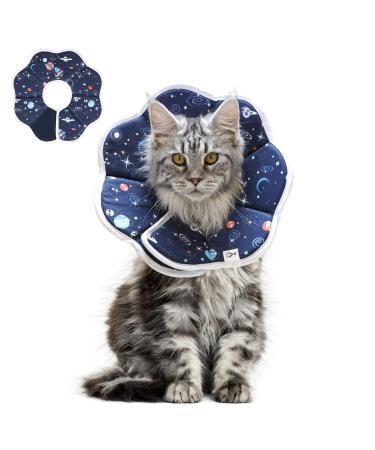 ComSaf Soft Cat Recovery Collar, Protective Adjustable Pet Cone Collar for After Surgery, Comfortable Lightweight Elizabethan Collar for Cat Kitten Prevent from Licking Wounds, Not Block Vision M (Neck:9-11 in)