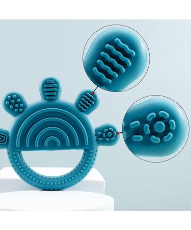 Voiakiu Calming Bite Ring - Soft Silicone Baby Teething Toy & Pacifier | Dark Blue | Soothes Teething Symptoms - Buy Online on GoSupps.com