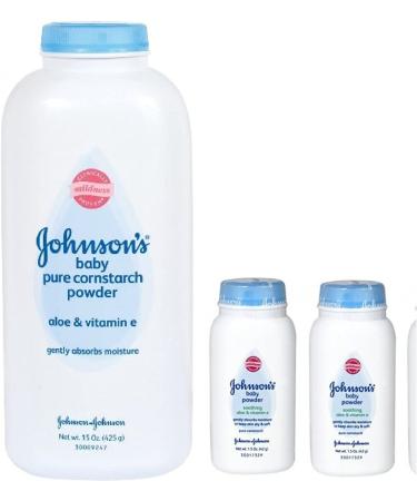 Johnson's Pure Cornstarch Baby Powder 15 Oz + Travel Size 1.5 Oz 2 pk - Buy Online on GoSupps.com