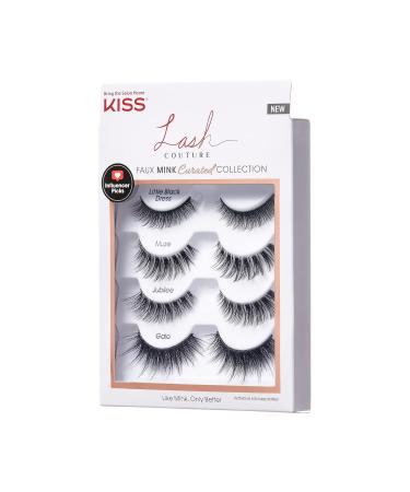 KISS Lash Couture Faux Mink False Eyelashes Multipack - Celebrity Favorite Wispy Effect Volume & Curl Reusable Cruelty-Free 4-Pairs Contact Lens Friendly - Buy Online on GoSupps.com