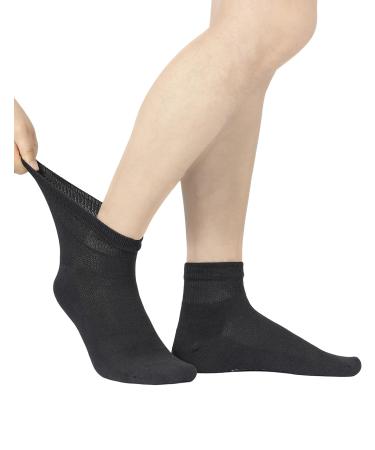 Yomandamor Men's 5 Pairs Coolmax Diabetic Ankle Socks with Seamless Toe 10-13 Black