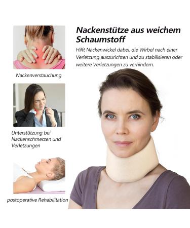 RESTCLOUD Adjustable Neck Support Collar - Soft Foam Neck Pillow for Pain Relief - Universal Fragrance - Ideal for Sleeping (White 6.4 cm Deep) - Buy Online on GoSupps.com