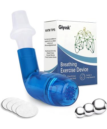 Breathing Exercise Device for Lungs, Mucus Removal Device for Breathing Problems, Portable Expiratory Breathing Exerciser with A Set of Accessories, Breathing Trainer for Lung Cleanse(Blue)