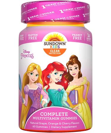 Sundown Kids Disney Princess Complete Multivitamin - Grape & Orange & Cherry Flavors - 60 Gummies