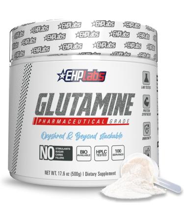 EHPlabs L Glutamine Powder Amino Acids - L-Glutamine Supplement for Gut Health (500g) Improves Muscle Recovery, Focus & Concentration - 100 Servings
