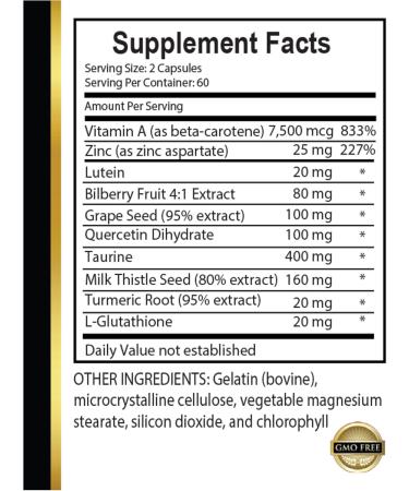 Vision Support Natural Formula - Advanced Vision Formula - Vision Support Capsules Natural Antioxidant Formula - Taurine Supplement - 1 Bottle 60 Capsules - Buy Online on GoSupps.com
