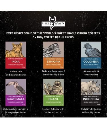 Coffees of the World Gift Set - 6 Finest Single Origin Coffee Beans | 600g Whole Roasted Beans in Hamper for Him & Her - Buy Online on GoSupps.com