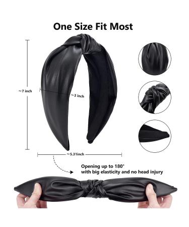 AUHKARUS Fashion Leather Headbands 2Pcs - Non Slip Knotted Headband for Women and Girls - Wide Hair Bands for Hair Makeup, Spa, and Accessories - Great Choice - Buy Online on GoSupps.com