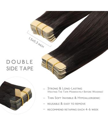 Premium Salife Tape Extensions - 20Pcs Real Remy Hair 60cm Dark Brown Invisible Skin Weft Silky Straight - Buy Online on GoSupps.com