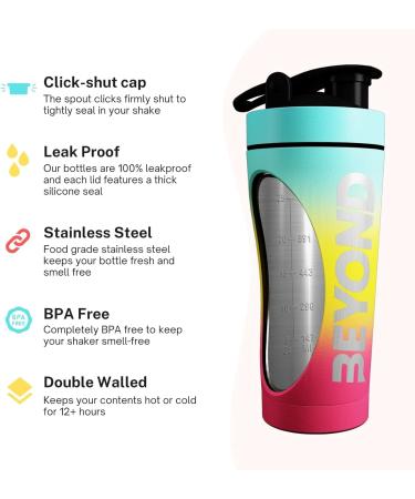 Beyond Fitness Premium Insulated Stainless Steel Protein Mixer Shaker - BPA Free Supplement Bottle - Buy Online on GoSupps.com