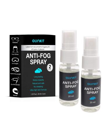 OLINKIT Anti Fog Spray  Premium Anti-Fog Spray for Glasses, Mirrors, Plastic Windows, Swim Goggles - Quick and Long-Lasting Glasses Anti Fog Spray