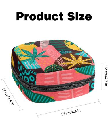 Stylish Menstruation Pad Bag with Zipper - Women's Napkin & Tampon Collecting Bags in Tribal Patterns & Tropical Leaves - Buy Online on GoSupps.com