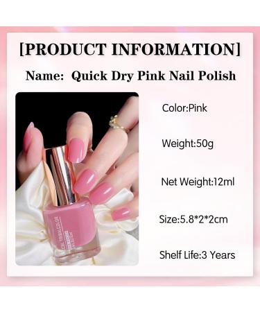 Pink Nail Polish Highly Pigmented Nail Varnish Long Lasting & Chip Resistant Nail Polish Natural Pink Nail Gel for Girls Quick Dry Nail Polish for Art Manicure DIY at Home - Buy Online on GoSupps.com