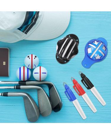 DESELL Golf Ball Marker Stencils Kit - 3 Ball Markers, 3 Color Line Pens - Triple Track Alignment Tool - Buy Online on GoSupps.com