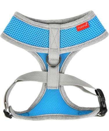Puppia Soft Harness II | Comfortable Adjustable Soft Dog Harness for Small & Medium Dogs - Sky Blue L - Buy Online on GoSupps.com