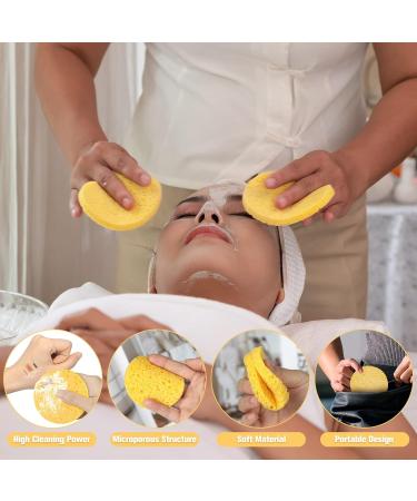 ZOCONE 70 PCS Natural Wood Pulp Cotton Face Sponges for Cleansing and Exfoliating - Reusable and Compressed for Makeup Removal and Skin Cleansing (Yellow) - Buy Online on GoSupps.com