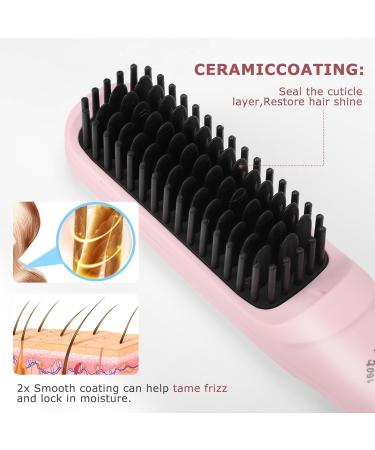 Buy Cordless Hair Straightening Brush & Comb - Fast Heating All Hair Types 30 Min Auto Shut-Off - Pink - Buy Online on GoSupps.com