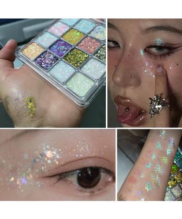  KARLOR 16 Colors Eyeshadow Eye Shadow Glitter Palette Face Body Glitter Palette Shimmer Pearl Body Makeup Festival Carnival - Buy Online on GoSupps.com