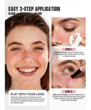 Anglicolor Tache de Rousseur 2-EN-1 avec blush naturel s chage rapide r sistant l'eau facile utiliser contr le de la taille des taches de rousseur maquillage h l (01#Light Brown+Soft Nude Pink) - Buy Online on GoSupps.com