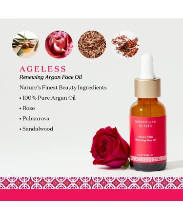 Moroccan Elixir Ageless Face Renewal Pure Argan Oil with Essentials Oils for Women's | Enriched with Antioxidants & Vitamin E | Revives Dull Skin Reduces Skin Aging & Fine Lines (1 oz) - Buy Online on GoSupps.com
